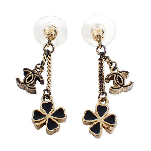CHANEL Jewelry - CHANEL Gold Logo Earrings